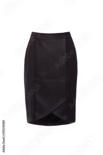 Elegant black midi skirt isolated on white