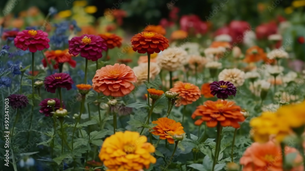 a garden filled with lots of different colored flowers a garden filled with lots of different colored flowers