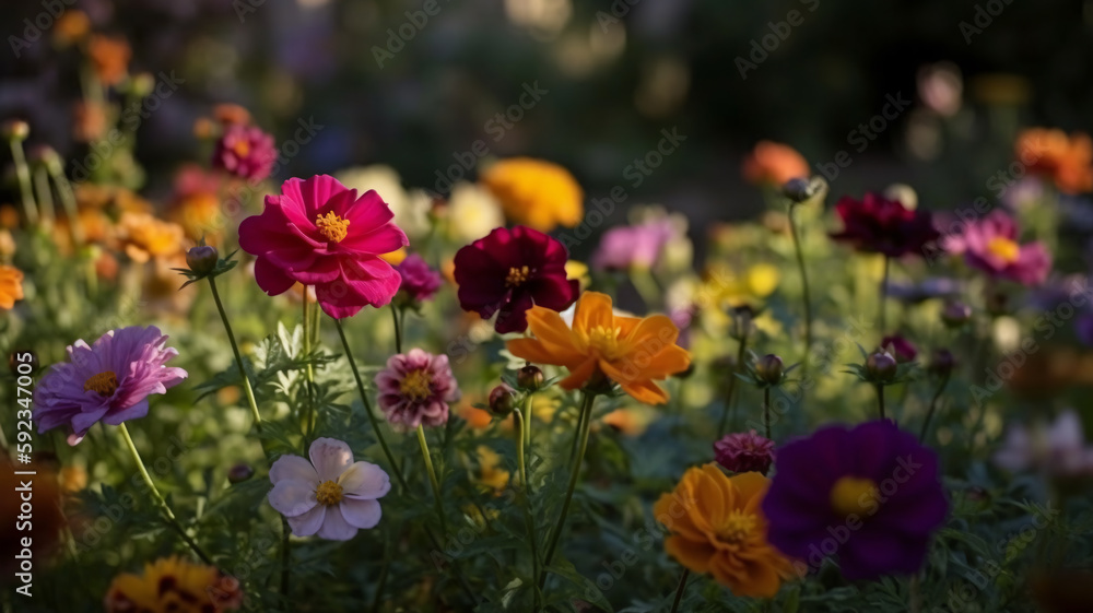 a field of colorful flowers on a sunny day