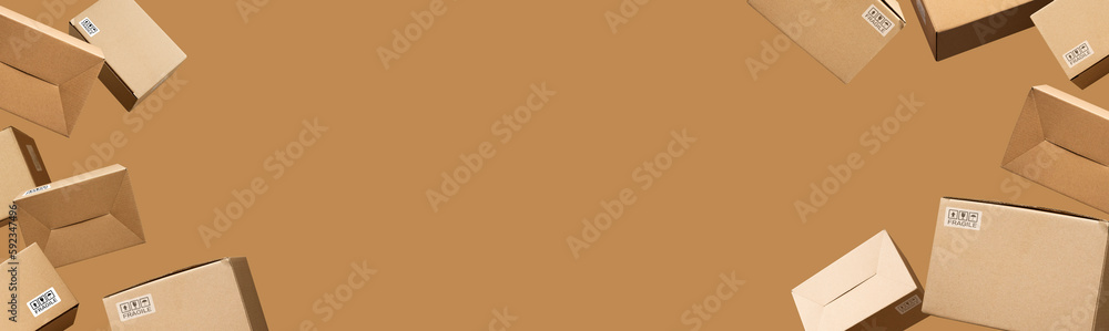 Business ecommerce or online shopping concepts with group of product box order on white. Business ecommerce or online shopping concepts with group of product box order on white.