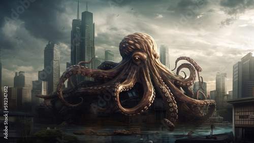 a giant octopus in the middle of a city © Bipul Kumar