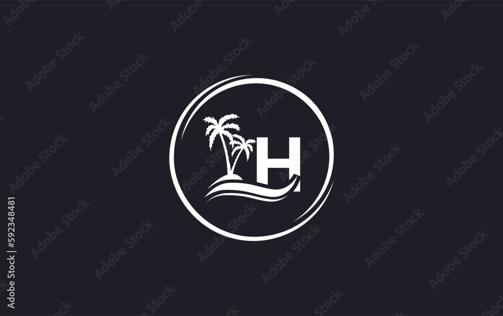 Beach tree and nature water wave logo design vector with the letter and alphabet, Water color logo vector Beach tree and nature water wave logo design vector with the letter and alphabet, Water color logo vector