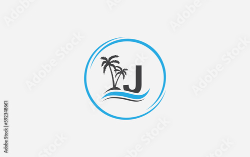 Beach tree and nature water wave logo design vector with the letter and alphabet, Water color logo vector © Nasir Stock