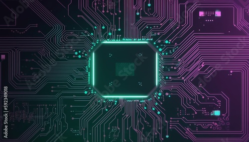 Futuristic Motherboard and Computer Board Chips Generative AI