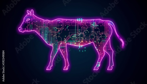 Cow Futuristic Motherboard and Computer Board Chips Generative AI