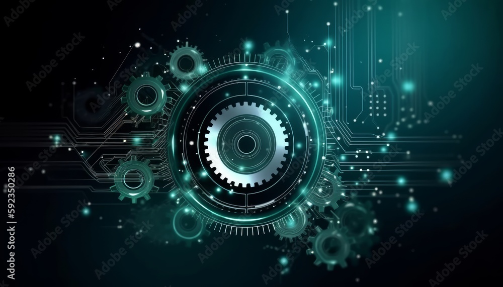 Gear Futuristic Motherboard and Computer Board Chips Generative AI Gear Futuristic Motherboard and Computer Board Chips Generative AI