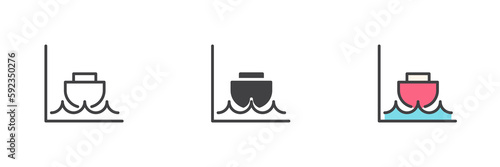 Low tide weather different style icon set