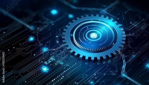 Gear Futuristic Motherboard and Computer Board Chips Generative AI
