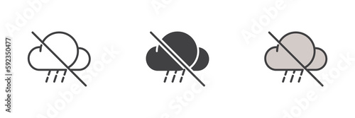 No rain cloud different style icon set