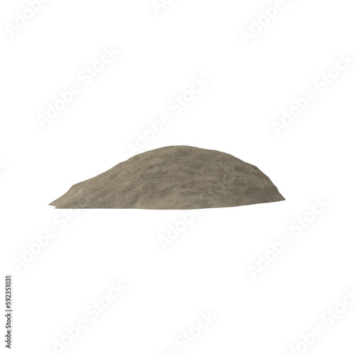 Heap of sand isolated transparent background 3d rendering 