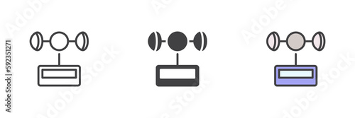 Wind gauge station different style icon set