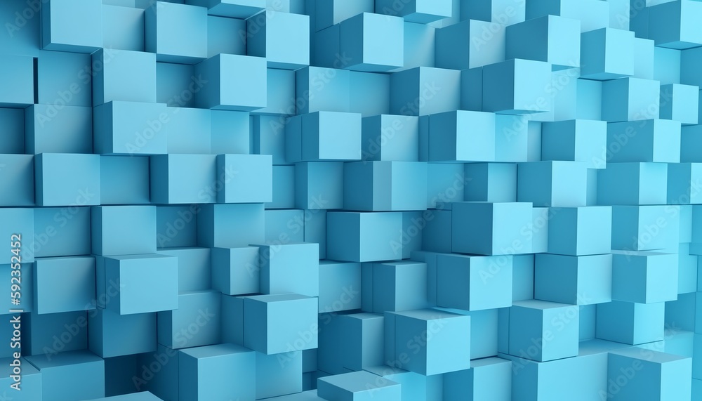 Blue Abstract Background with Cubes Generative AI