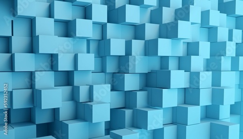 Blue Abstract Background with Cubes Generative AI