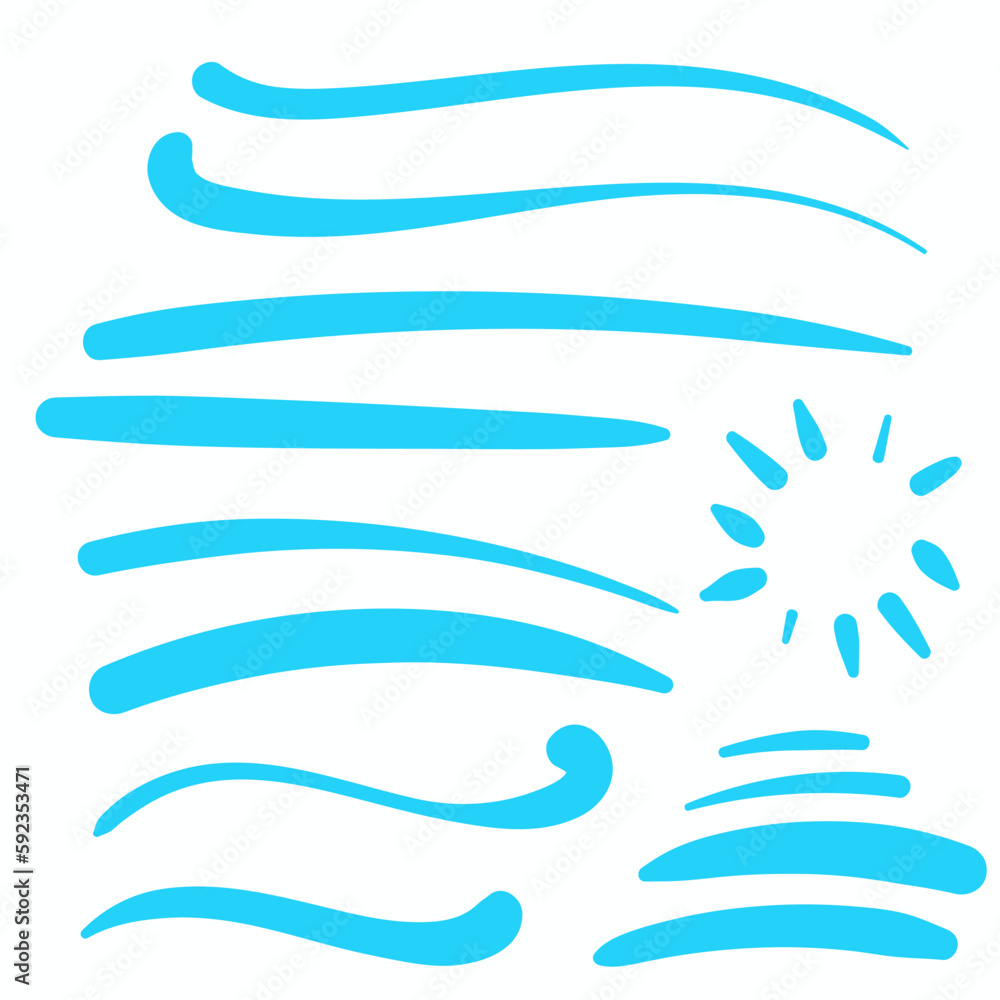 Blue Swirls and Swooshes Vector Accent Line Work Blue Swirls and Swooshes Vector Accent Line Work