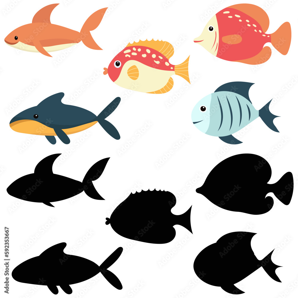 cute fish on white background, vector cute fish on white background, vector