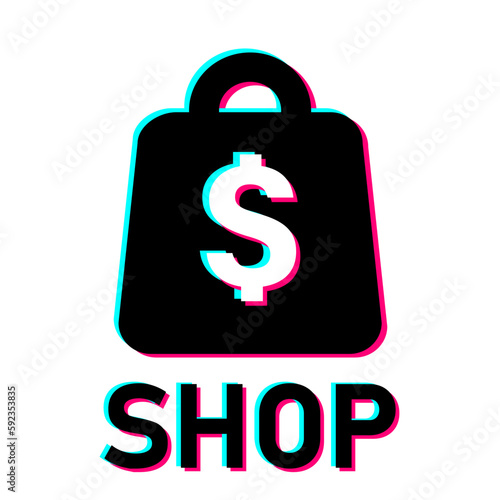 Popular social media sign - Tiktok shop. Seller center printed on white background. E-commerce logo shopping and selling app.