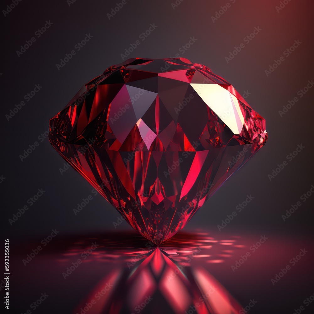 Ruby stone. Fantasy gemstone for games itemdecoration. Ruby in 3D style illustration. Generative AI.