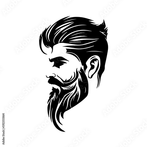 Black bearded man vector logo graphic illustration