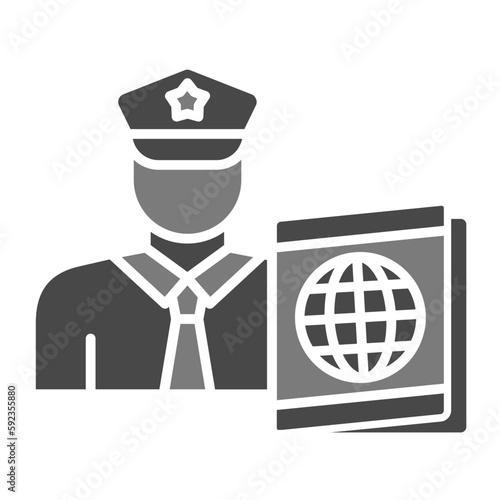 Passport control Greyscale Glyph Icon
