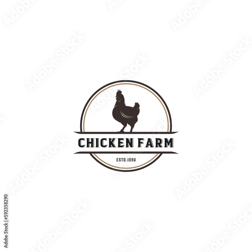 chicken farm logo template vector in white background