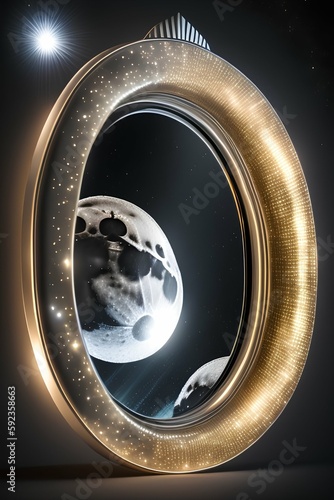 super metal mirror shines moon incredibly detailed and sharp, cinematic, professional lighting, photoreal - generative ai