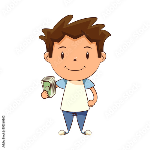Child holding money, kid, cash