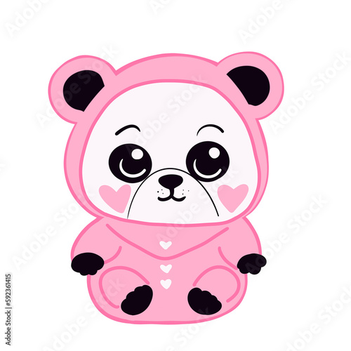 Fototapeta Naklejka Na Ścianę i Meble -  Cute panda with pink cloves 