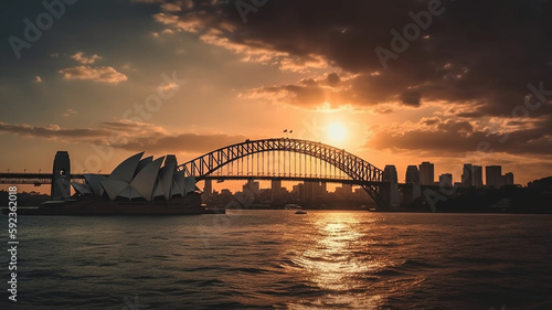 city harbour bridge at sunset © Reyban