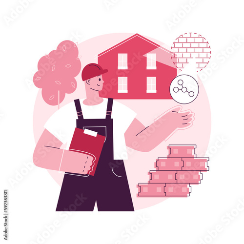 Innovative construction materials abstract concept vector illustration. Construction technology innovation, hi-tech bulding resource, smart brick, nanotechnology, light concrete abstract metaphor.