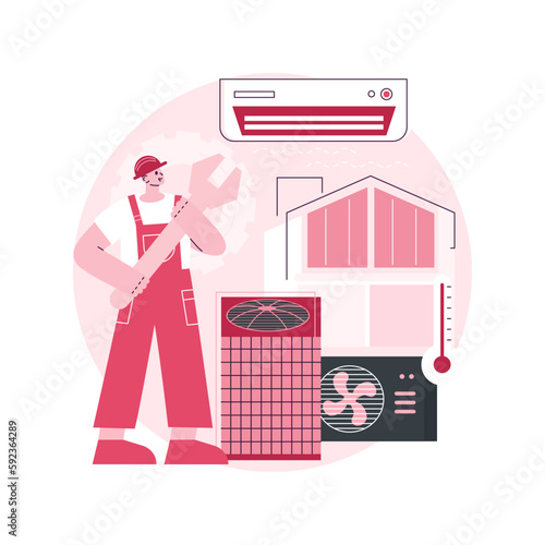 Air conditioning and refrigeration services abstract concept vector illustration. Installation, repair and maintenance of air conditioners, climate control systems equipment abstract metaphor.