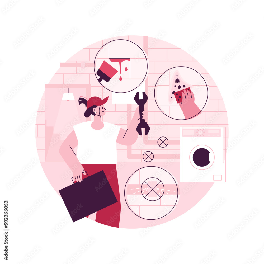 Basement services abstract concept vector illustration. Waterproofing, wet basement repair, flooding foundation, storage space, hire contractor, mold growth, perimeter drainage abstract metaphor. Basement services abstract concept vector illustration. Waterproofing, wet basement repair, flooding foundation, storage space, hire contractor, mold growth, perimeter drainage abstract metaphor.