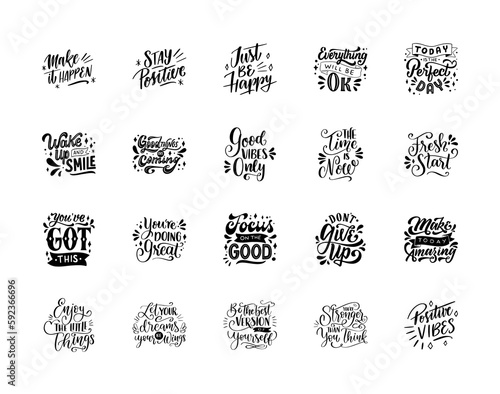 positive quote – all thing are positive if you believe Lettering inspirational quote design for posters, t-shirts, advertisement.