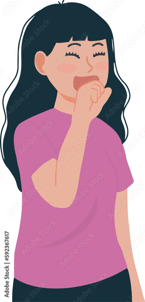 Young woman laughing out loud while covering her mouth with her hand illustration Young woman laughing out loud while covering her mouth with her hand illustration