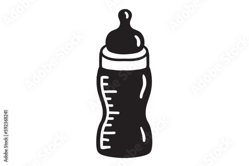 BabBaby feeding bottle, Baby Bottle, Baby Milk Bottle, Milk Bottle, Contour baby bottle with flying milk dropsy feeding bottle SVG