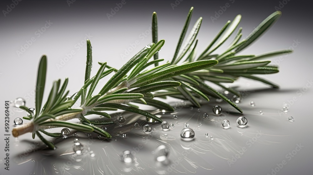 Fresh rosemary with water drops on white background. Close up Fresh rosemary with water drops on white background. Close up