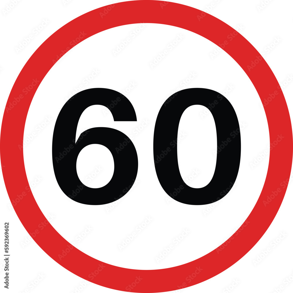 traffic sign speed limit 60. 60 speed limitation road sign on white background . speed limit sign 60 traffic sign speed limit 60. 60 speed limitation road sign on white background . speed limit sign 60