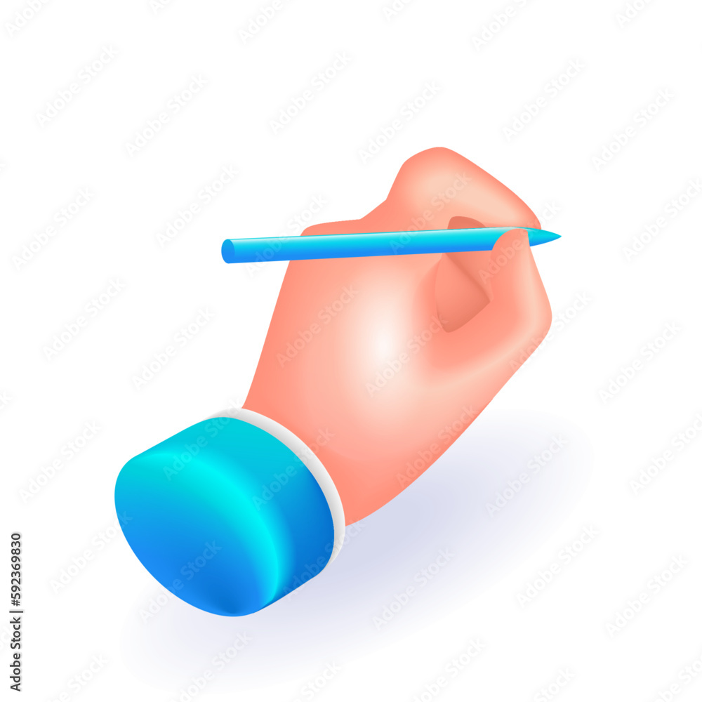 Isometric 3D icon hand of a businessman. Hand gesture, while writing. Cartoon minimal style. Vector for website Isometric 3D icon hand of a businessman. Hand gesture, while writing. Cartoon minimal style. Vector for website