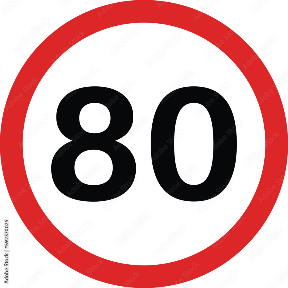 80 speed limit sign vector isolated on white . traffic sign 80 speed limit sign vector isolated on white . traffic sign