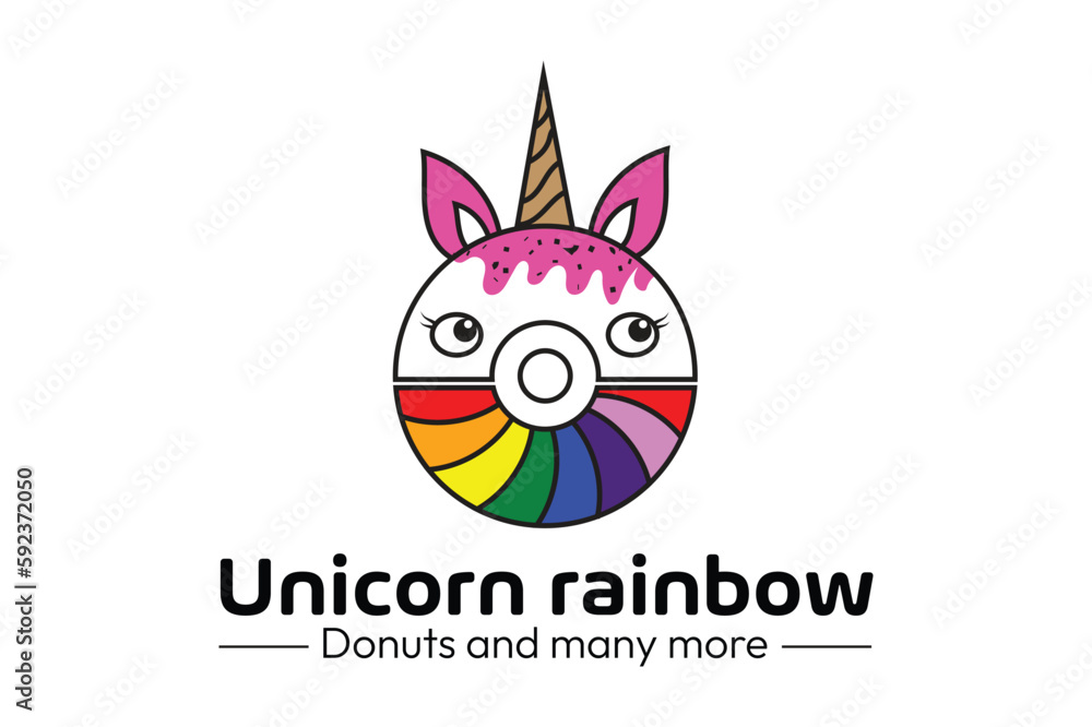 rainbow unicorn donut creative elegant logo design