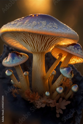 Cortinarius mushroom close up. Generative AI