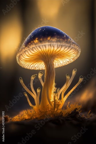 Inocybe mushroom close up. Generative AI