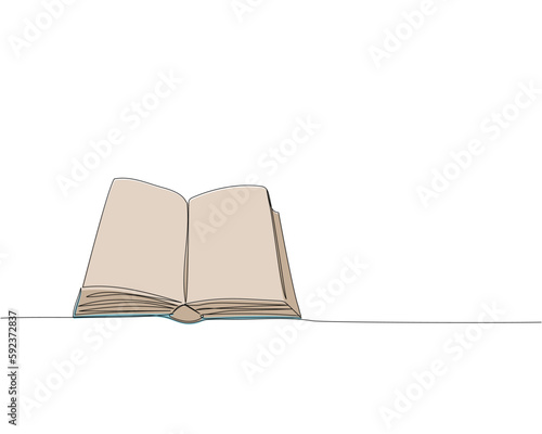 Tablou pe pânză Big open book, novel one line colored art