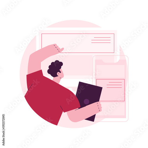 Responsive web design abstract concept vector illustration. Website frontend development, all screens UI and UX, web page mobile version, flexible grid and layout, CSS media query abstract metaphor.