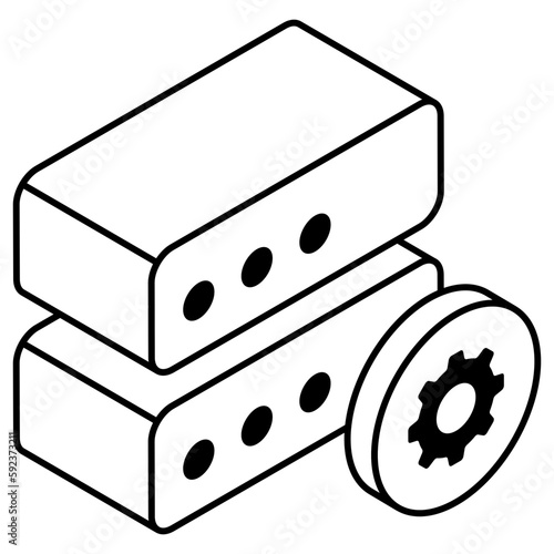 Db rack with gear, icon of server setting