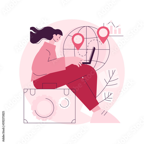 Expat work abstract concept vector illustration. Expat job listing, effective migrant workers, expatriate program, outside country employment, international work opportunity abstract metaphor.