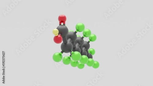 Perfluorooctanoic acid PFOA - C8HF15O2 - 3D Conformer - Carbon, Fluorine, Oxygen, Hydrogen photo