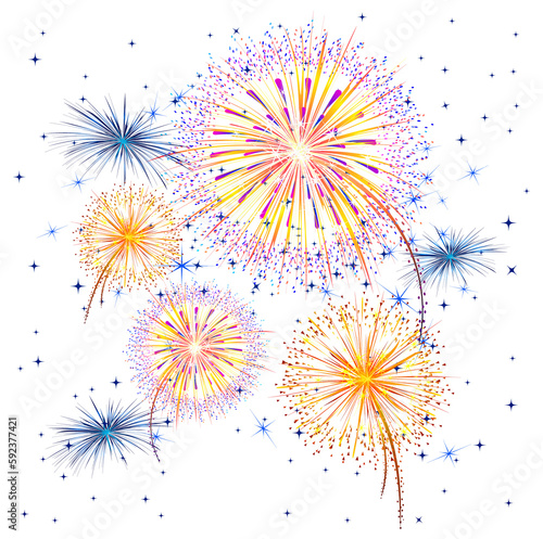 fireworks isolated on transparent or white background, png, mockup