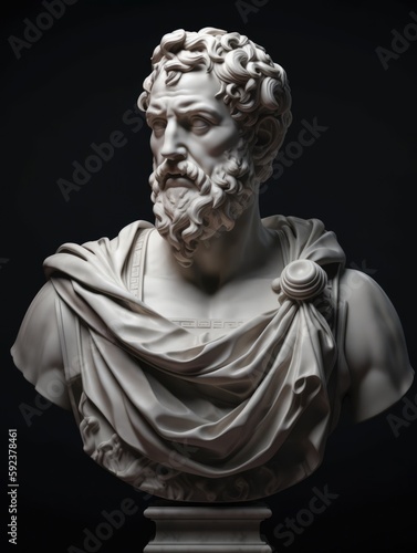 An ancient Bust made from white marble created with Generative AI