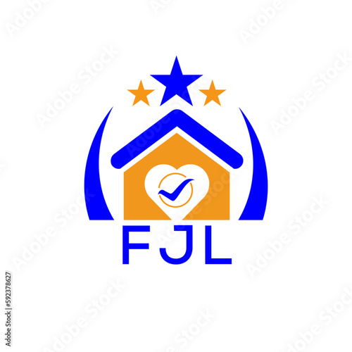 FJL House logo. KJG Letter logo and icon. Blue vector image on white background. KJG house Monogram home logo picture design and best business icon. 
 photo