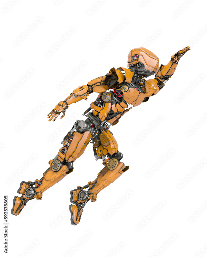 robot soldier is flying up robot soldier is flying up
